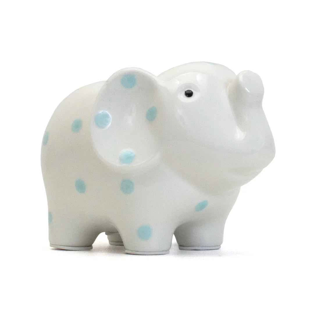 Bank - White Elephant with Blue Polka Dots