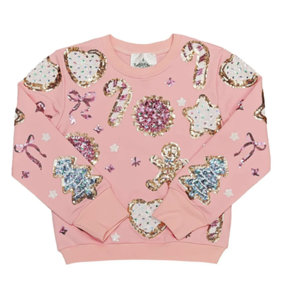 belle cher Sequin Sweatshirt - Pink Cookies