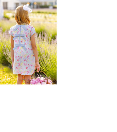 Betts Bow Dress - Merry Little Meadow with Beale Street Blue