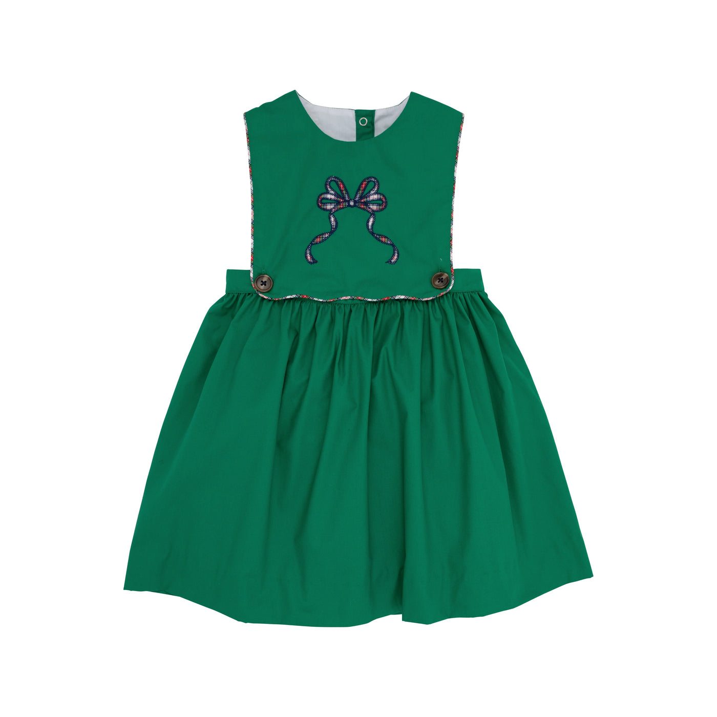 Brady Button-In Dress - Kiawah Kelly Green with Merritt Park Plaid