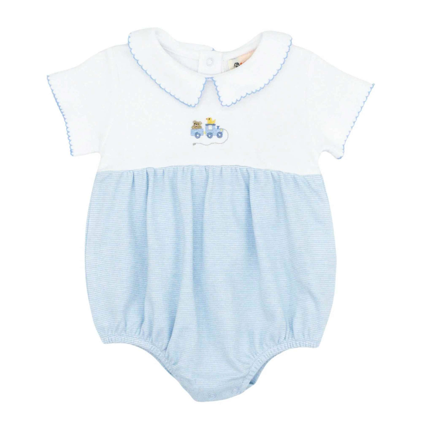 Bubble - Blue Pima Stripe with Pulltoy Embroidery