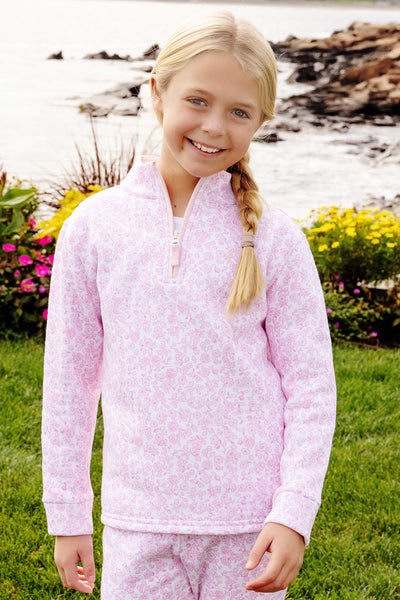 Canter Collar Half-Zip - Greenville Garden with Palm Beach Pink Stork