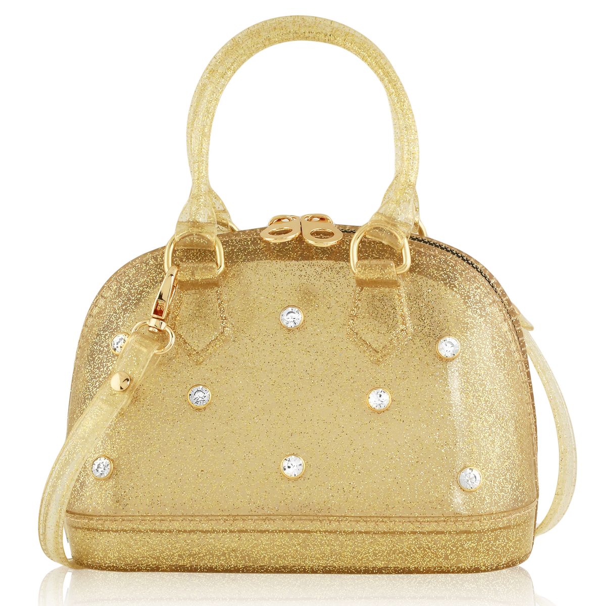 carrying kind Cate Jelly Purse - Gold Sparkle - Rhinestones