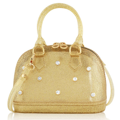 carrying kind Cate Jelly Purse - Gold Sparkle - Rhinestones