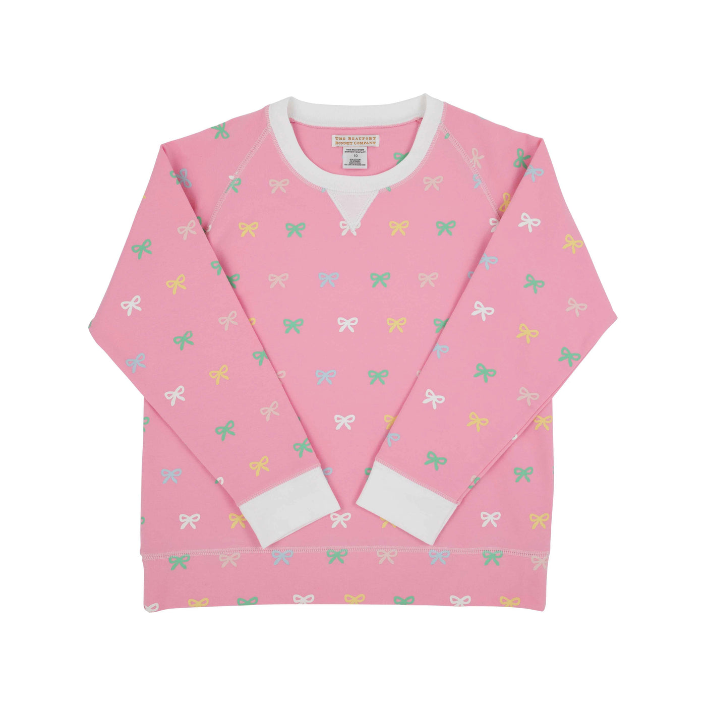 Cassidy Comfy Crewneck - Recess Ribbons With Worth Avenue White