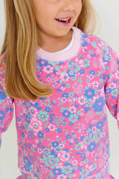 Cassidy Comfy Crewneck - Mt. Paran Mini Floral with Palm Beach Pink