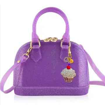 carrying kind Cate Jelly Purse - Purple Sparkle - Crystal Cupcake