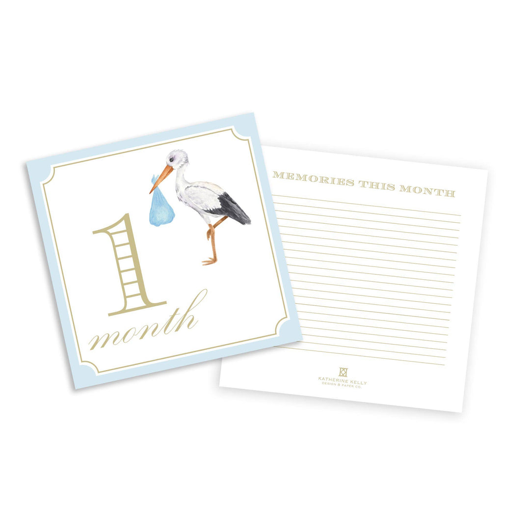 Milestone Cards - Classic Blue with Stork