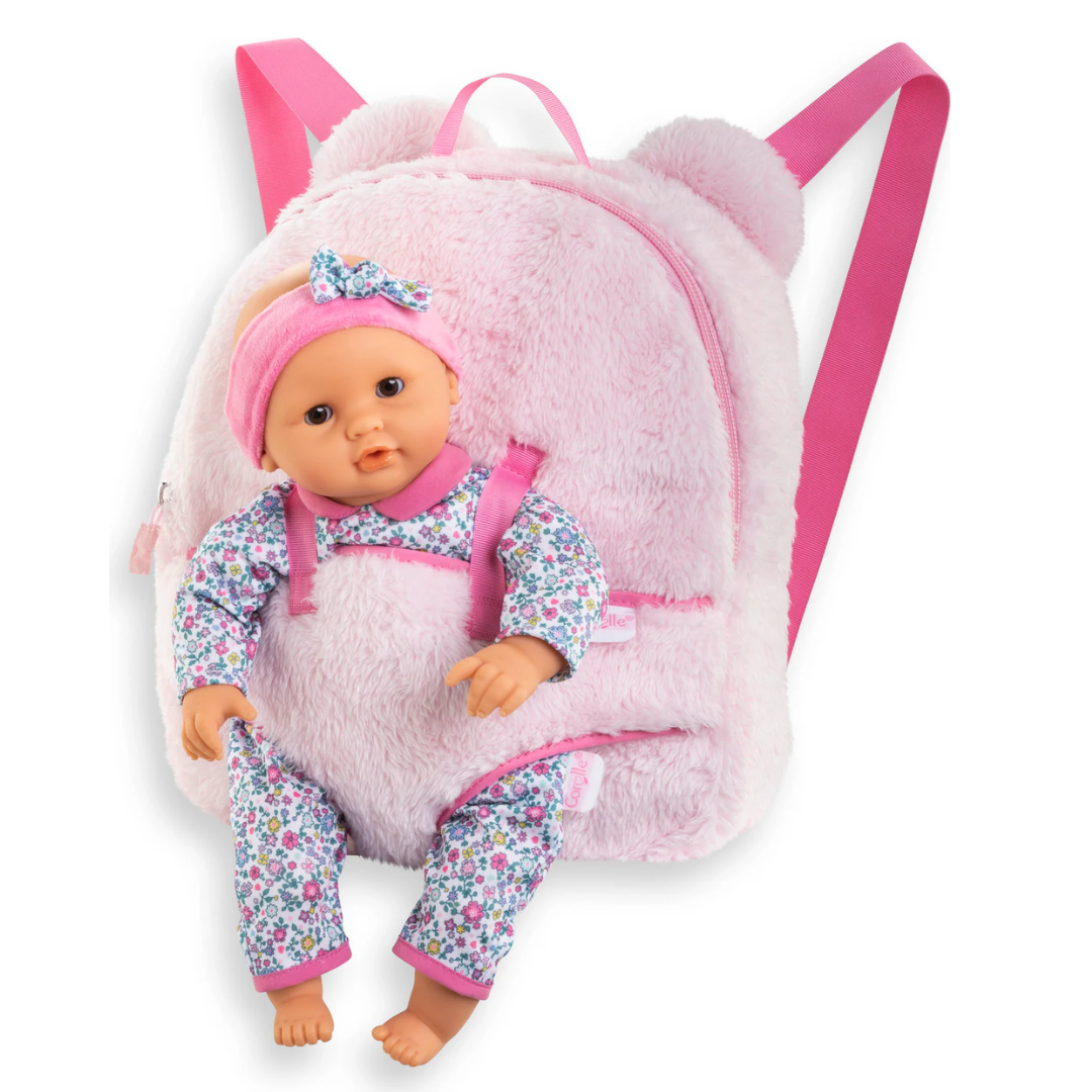 corolle Backpack Baby Doll Carrier - Pink Plush
