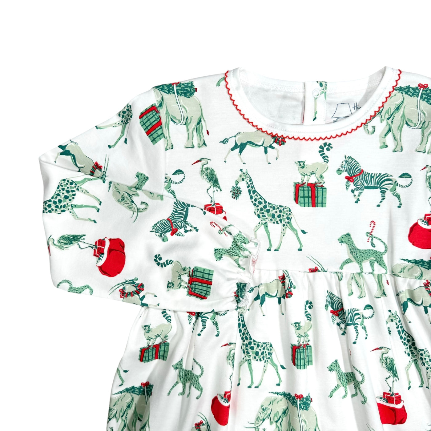 Long Sleeve Playtime Dress - Christmas Safari