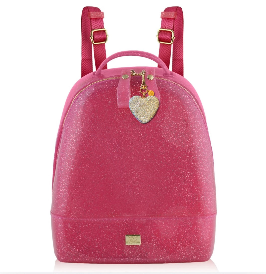 Dolly Jelly Backpack - Hot Pink Sparkle - Clear Heart