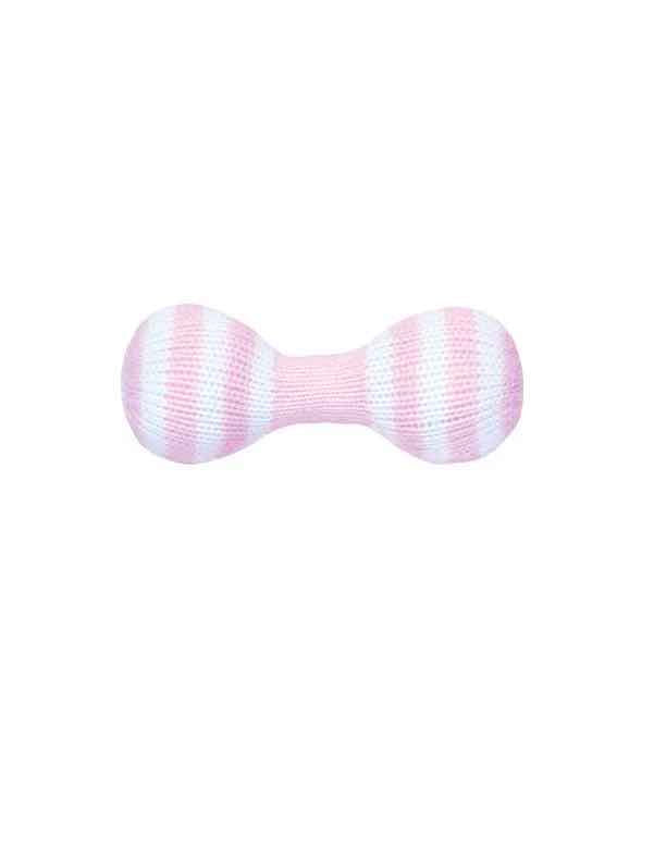 Dumbbell Knit Rattle - Pink