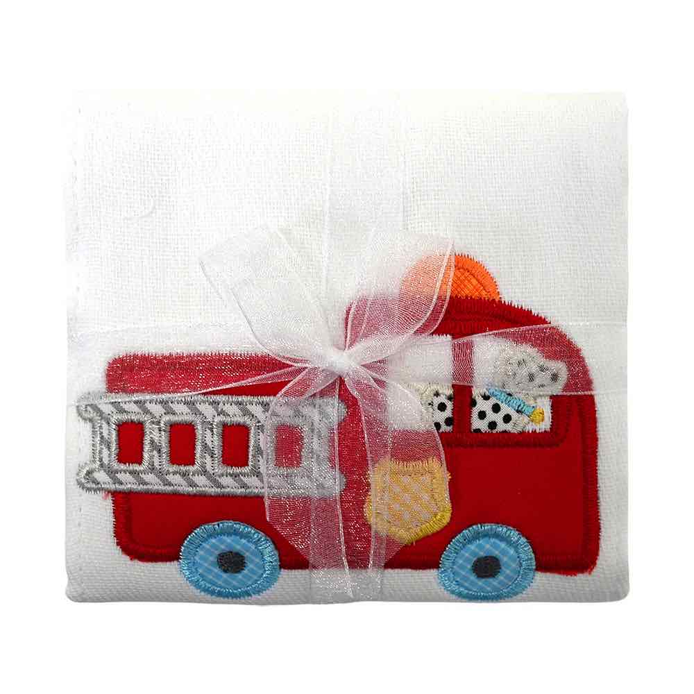 3 Marthas Applique Burp - Firetruck