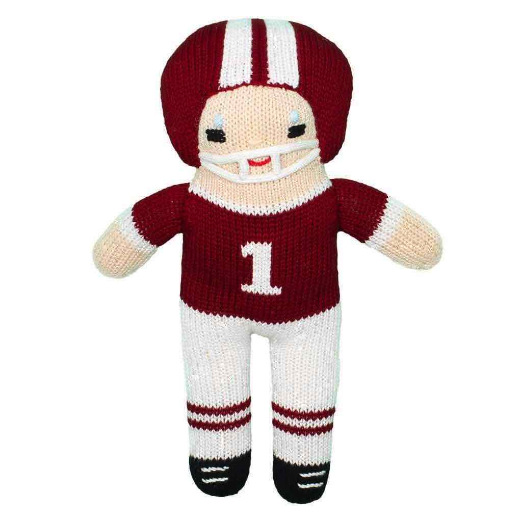 Football Player Knit Doll - Maroon & White