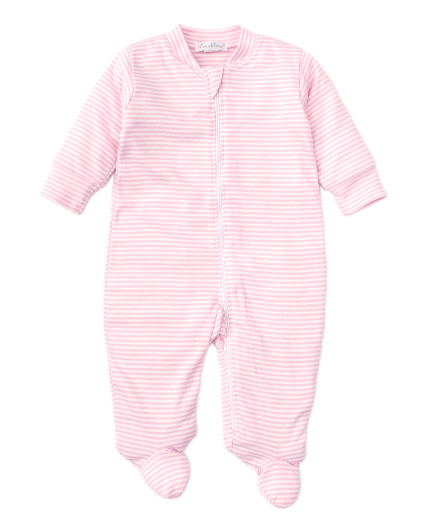 Basics Footie Zip - Pink Stripe