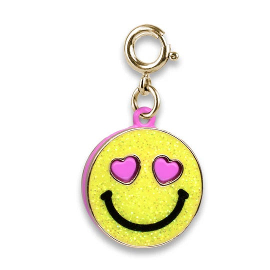 Charm - Gold Glitter Smiley Face