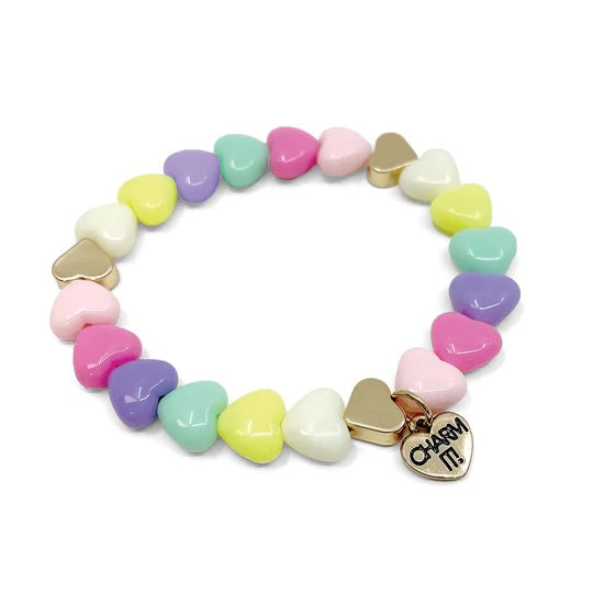 Bracelet - Pastel Heart Stretch Bead