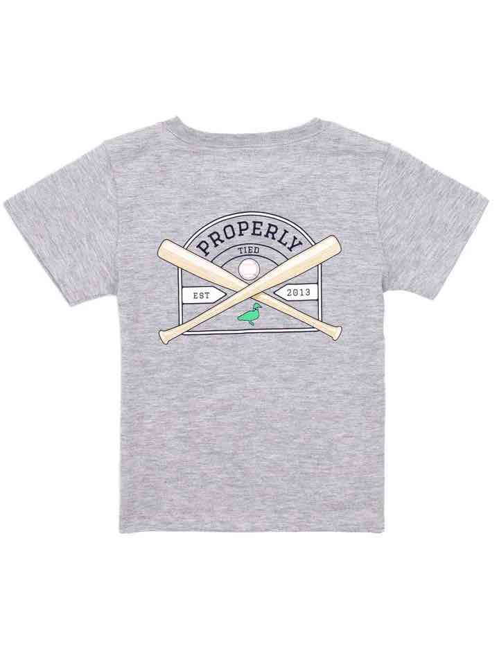 T-Shirt Short Sleeve - Baseball Shield - Heather Grey