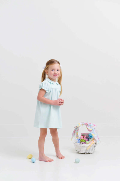 Holly Day Dress - Pima - Sea Island Seafoam with Worth Avenue White