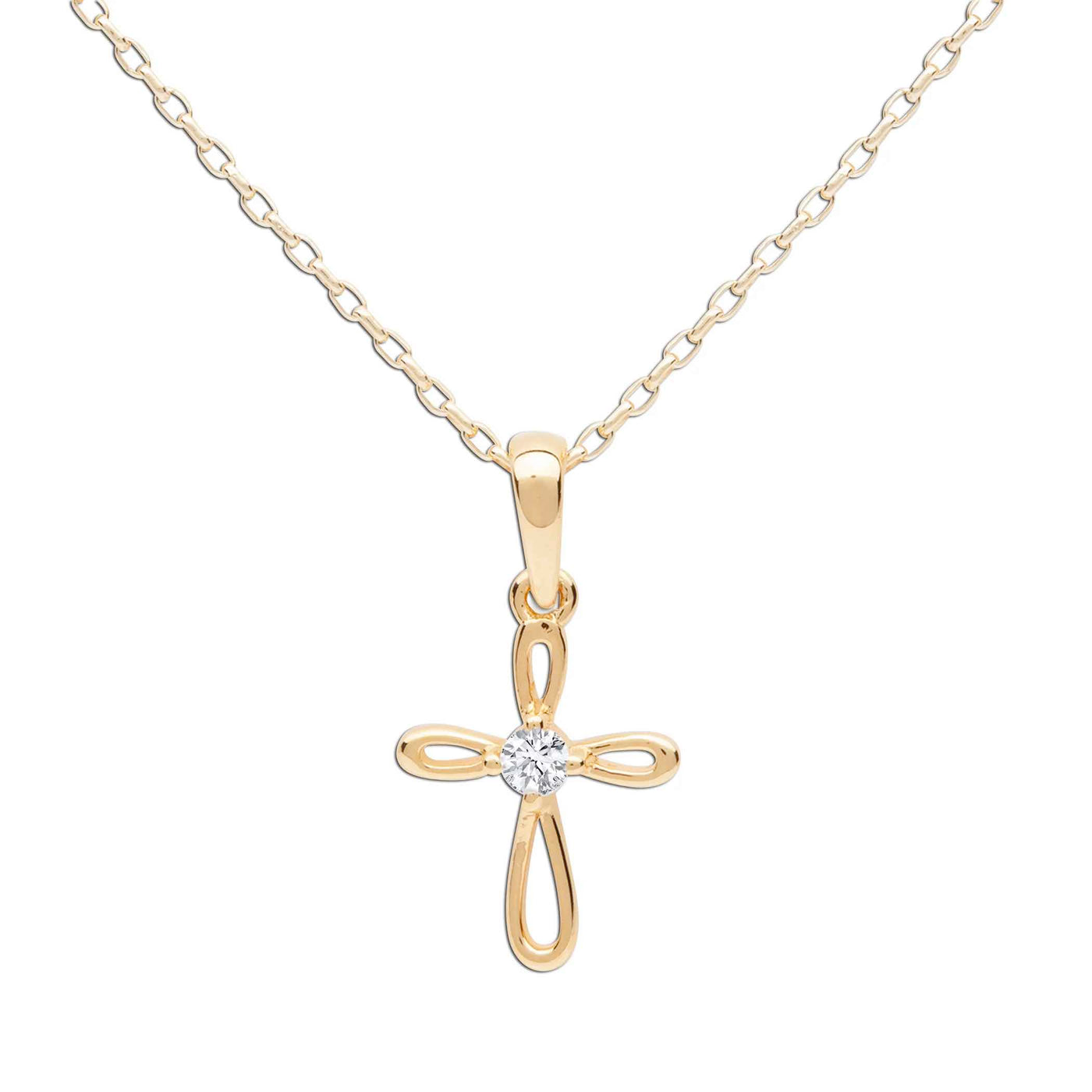 Gold Plated Necklace - Infinity Cross - 14"