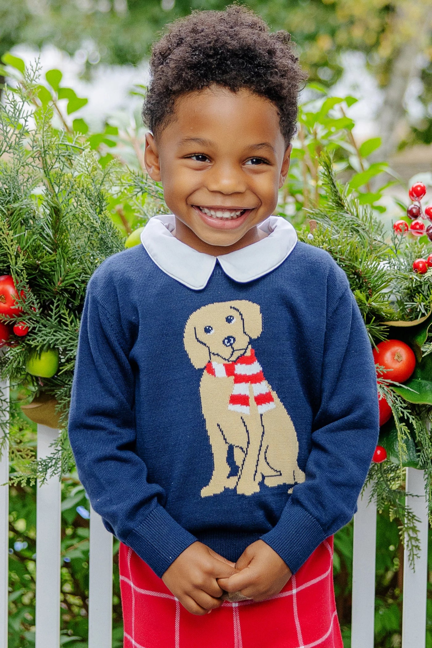 Isaac's Intarsia Sweater - Nantucket Navy with Dog