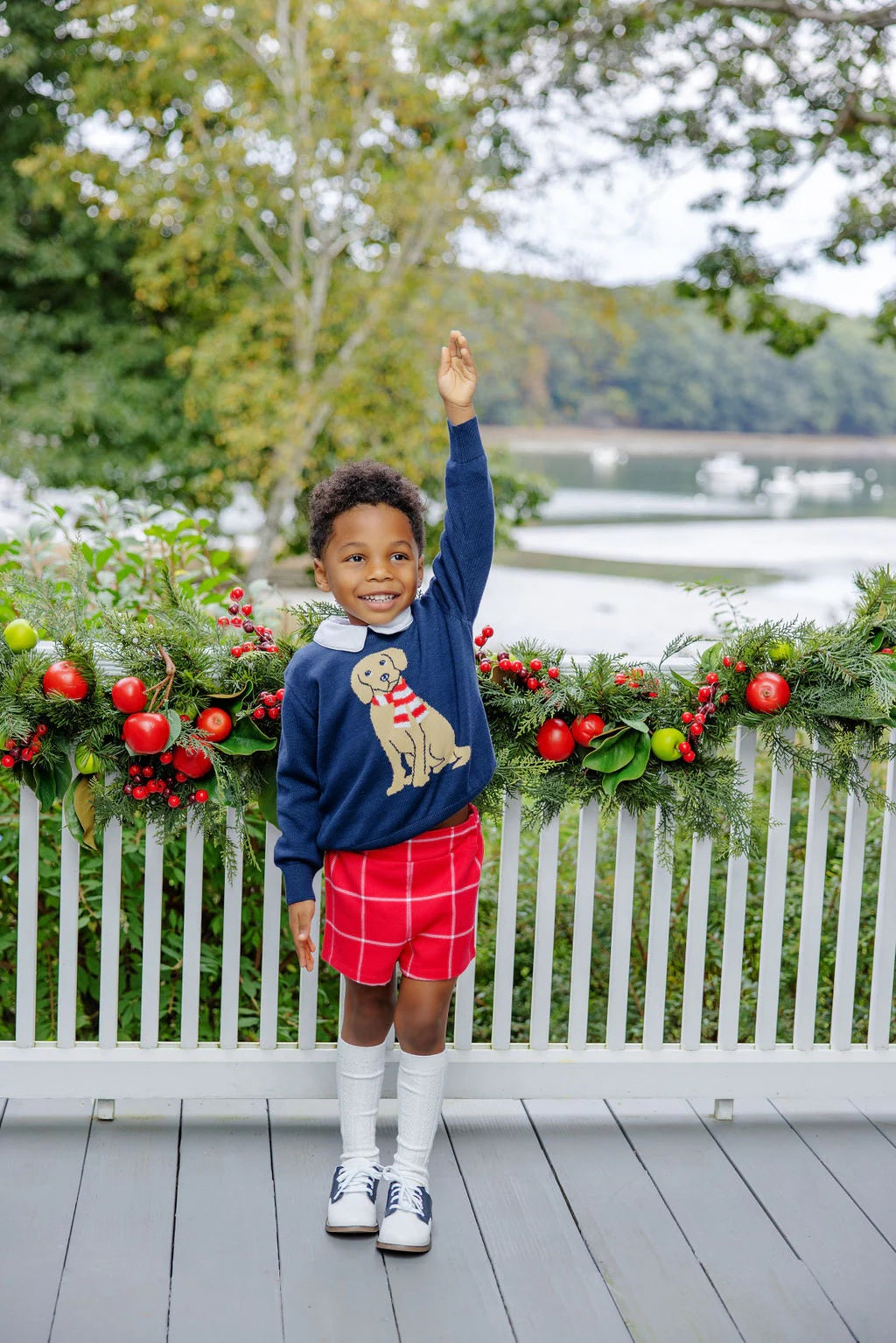 Isaac's Intarsia Sweater - Nantucket Navy with Dog