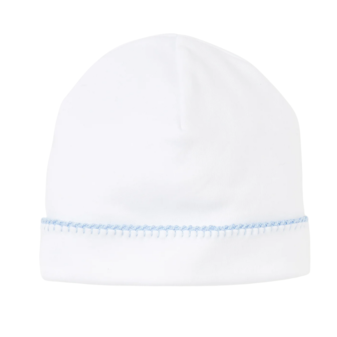 Basics Hat - White with Blue Trim