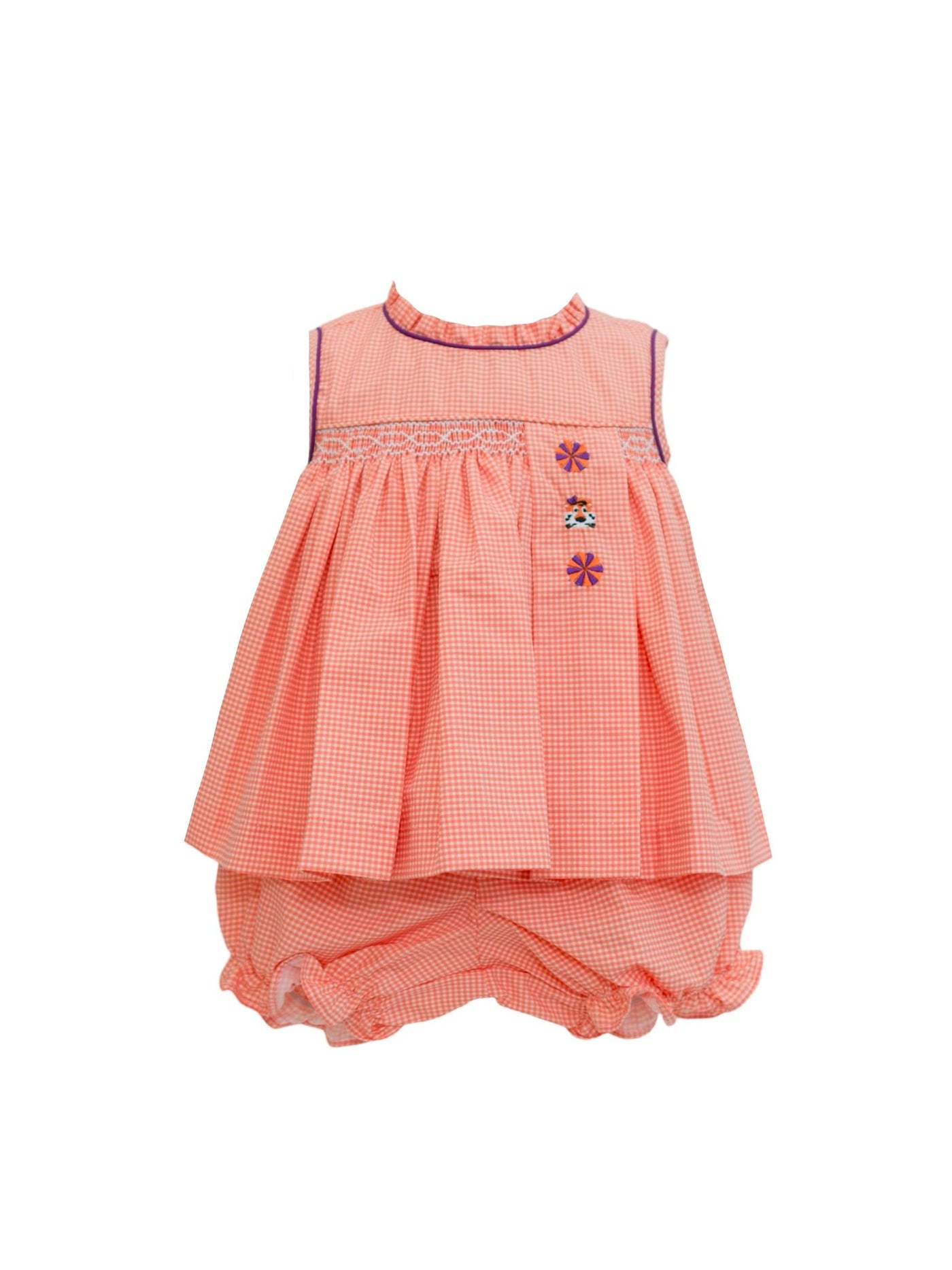Gingham Spirit Trio Bloomer Set - Orange/Purple