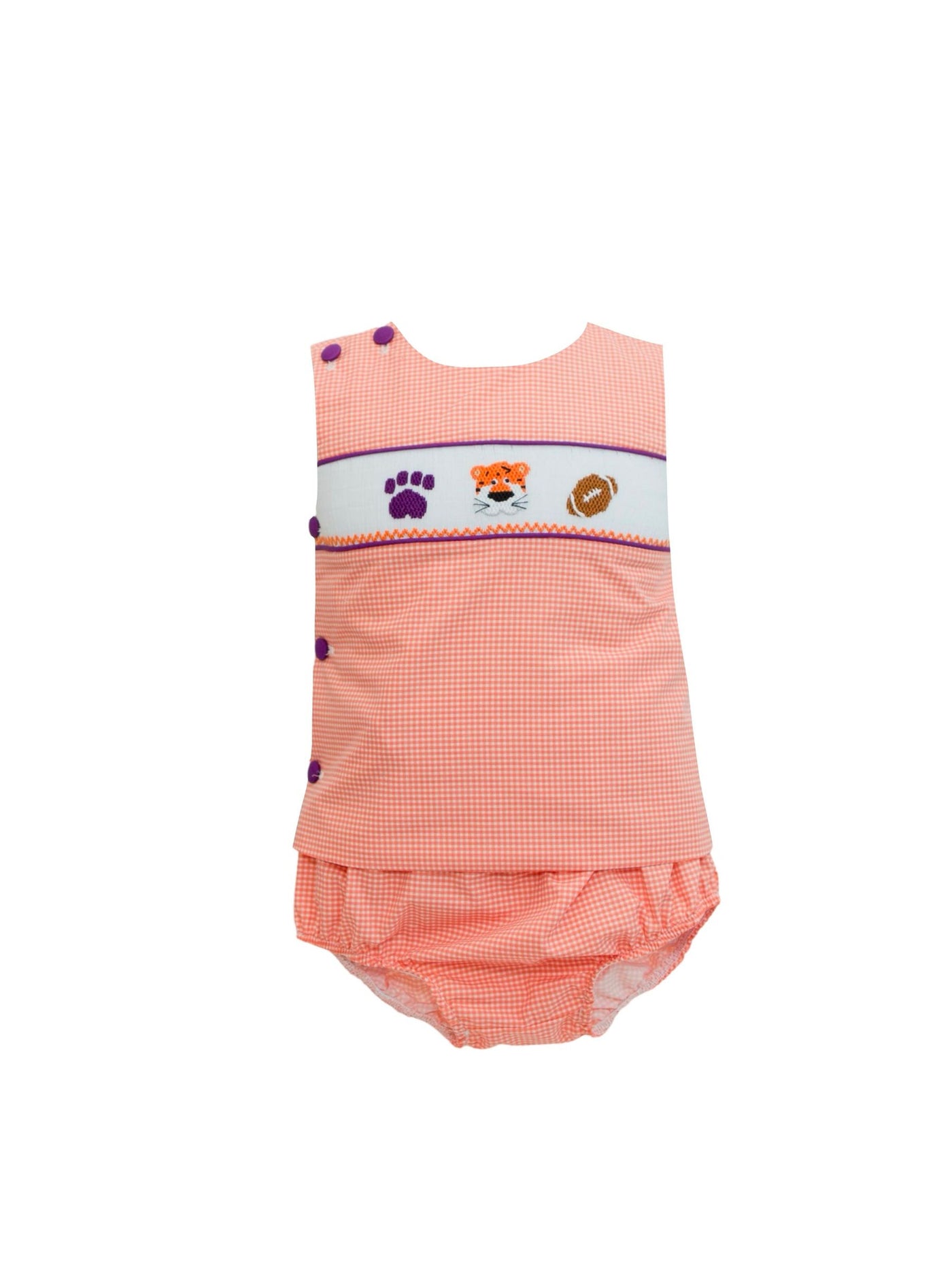 Gingham Spirit Trio Diaper Set - Orange/Purple