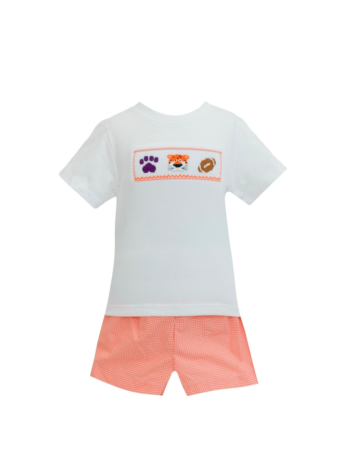 Gingham Spirit Trio Short Set - Orange/Purple
