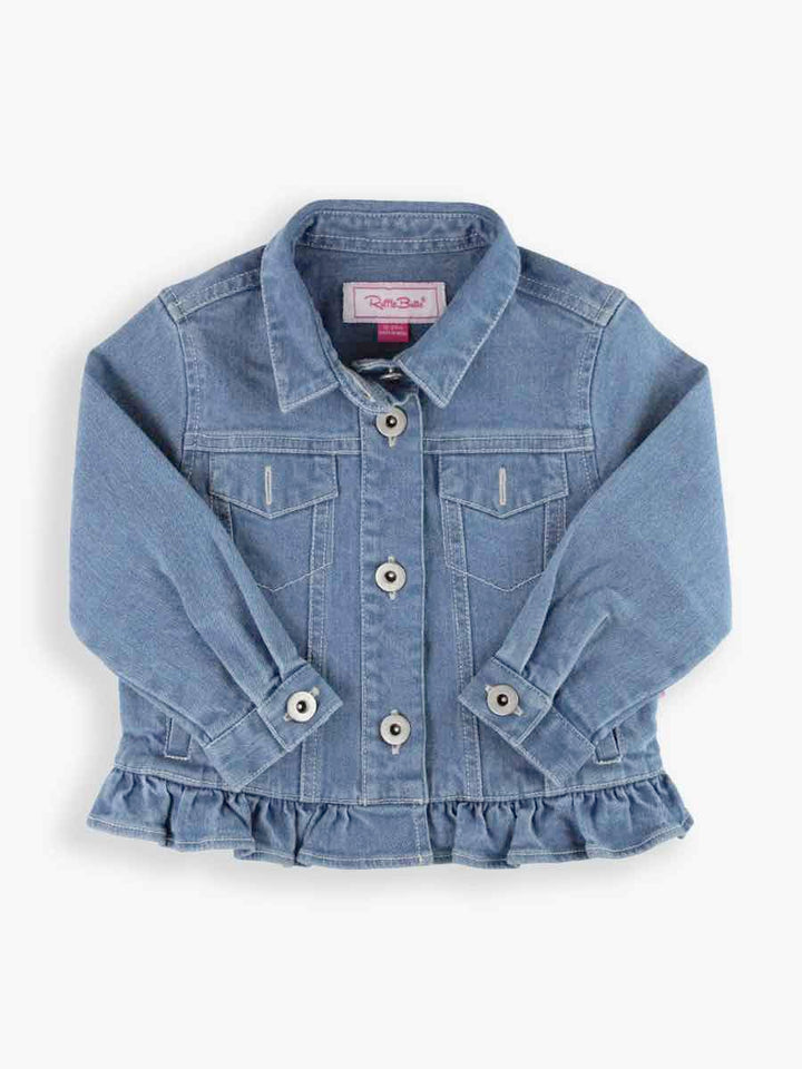 Denim Jacket with Ruffle - Light Wash