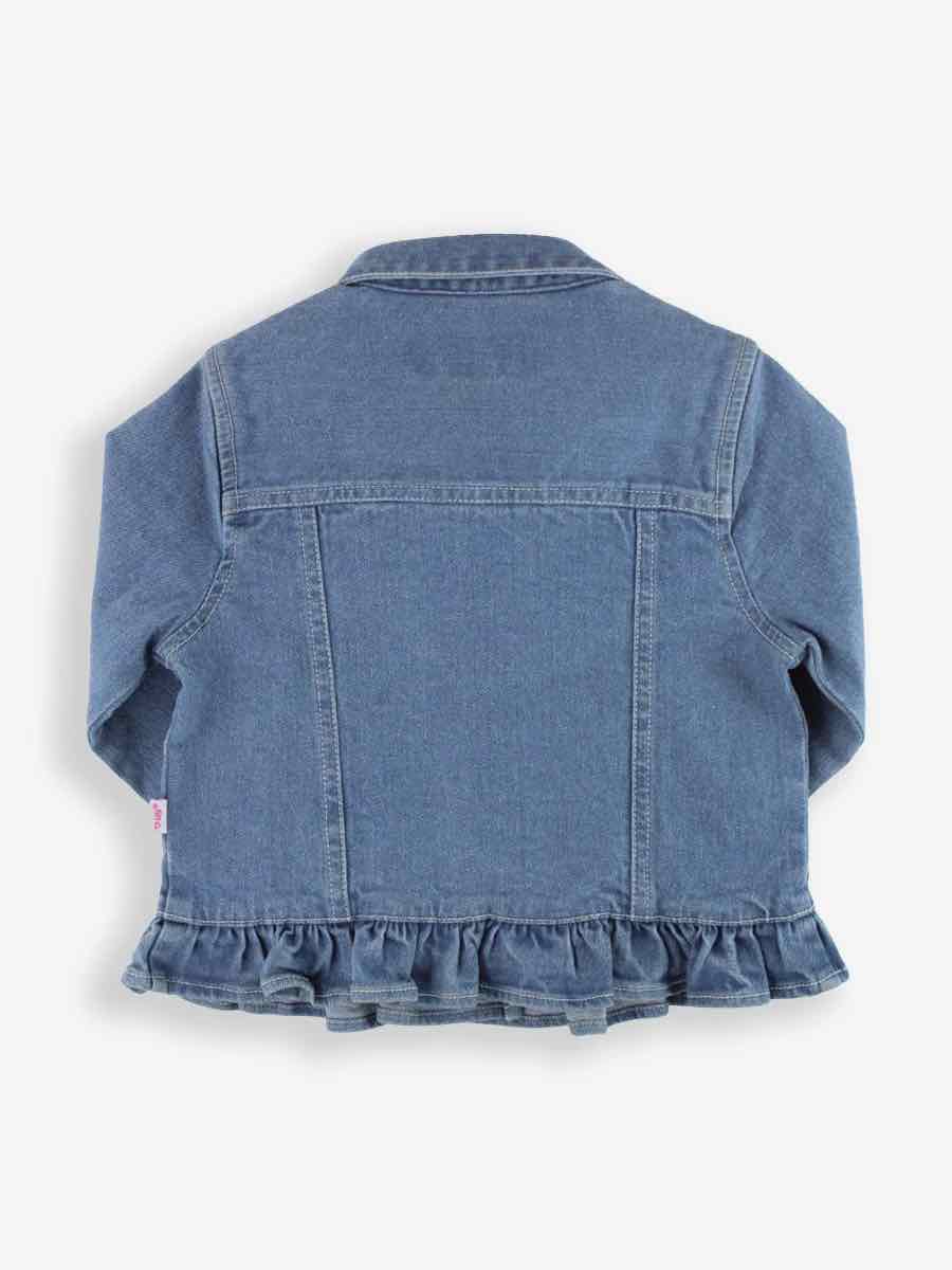 Denim Jacket with Ruffle - Light Wash