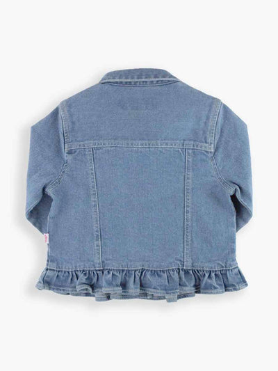 Denim Jacket with Ruffle - Light Wash