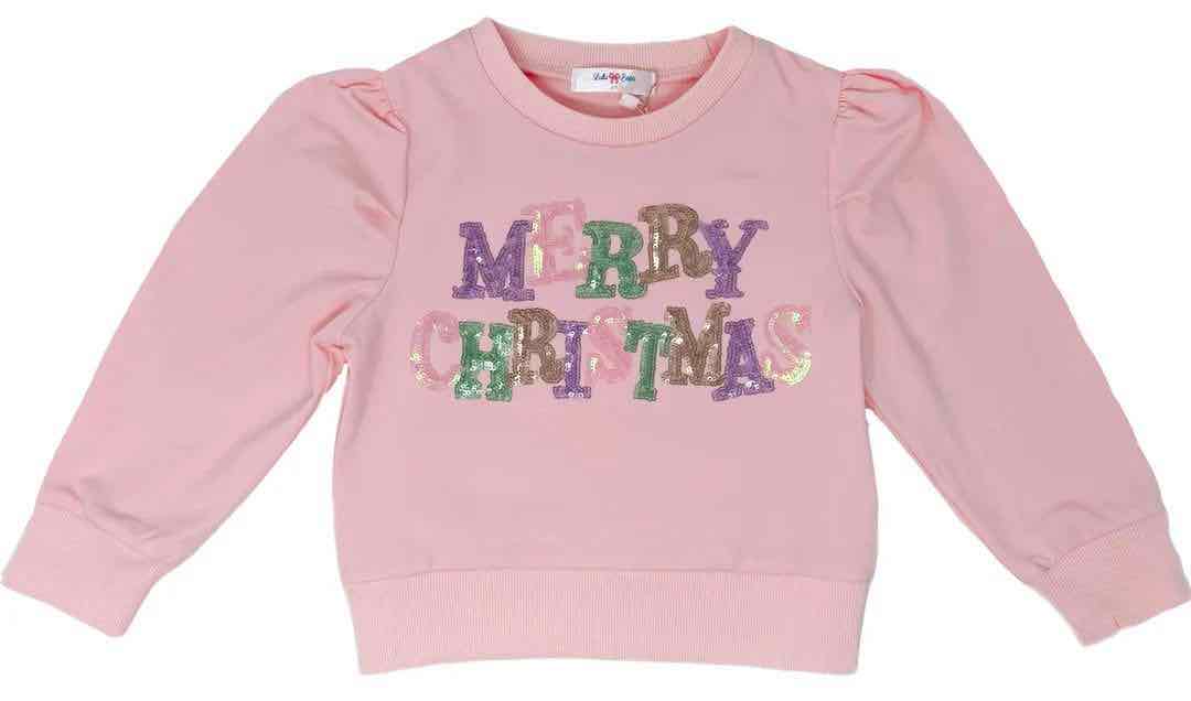 Lily Sequin Puff Shirt - Merry Christmas