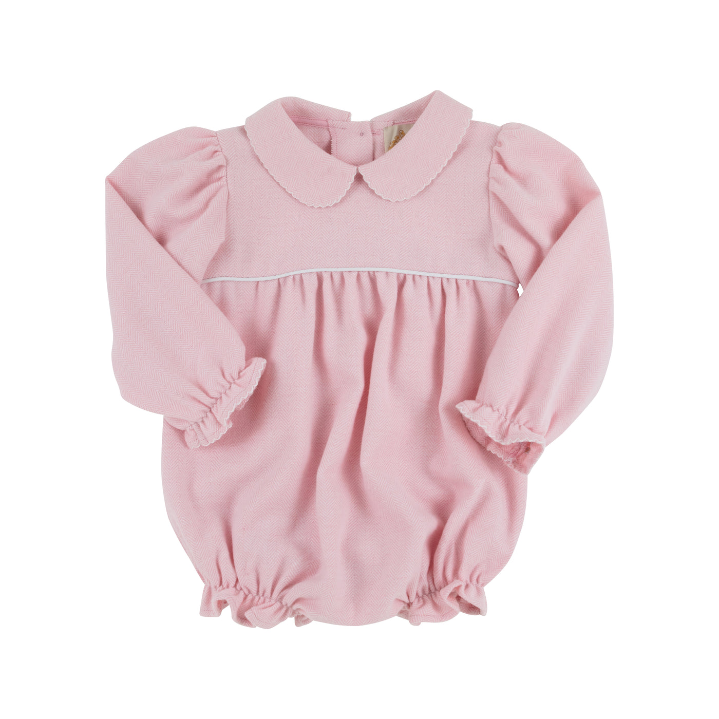 TBBC Long Sleeve Britt Bubble - Sandpearl Pink Herringbone with Worth Avenue White
