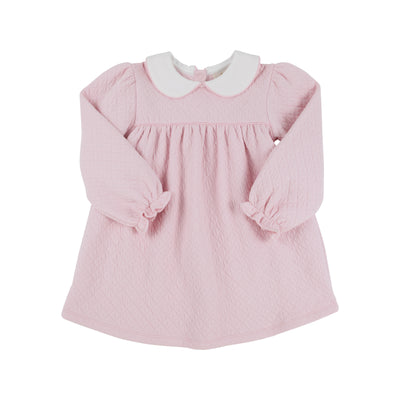 TBBC Long Sleeve Maerin Fitz Frock -Palm Beach Pink Quilted with Worth Avenue White
