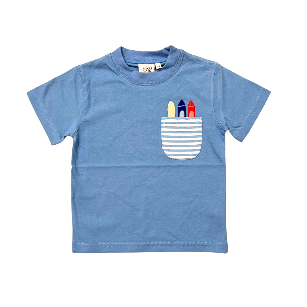 T-Shirt SS - Blue with Crayons