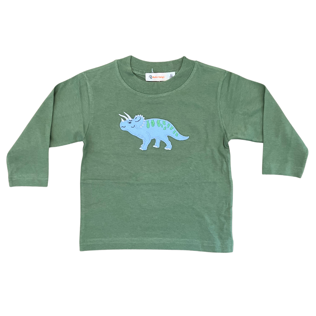 T-Shirt LS - Green Triceratops