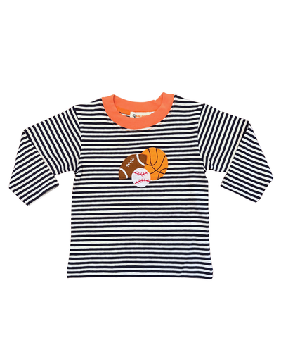 luigi T-Shirt LS - Navy Blue Stripe Sports