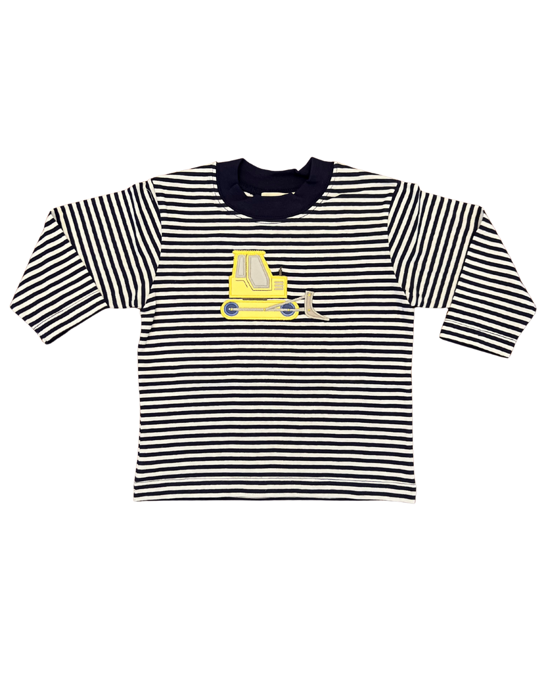 T-Shirt LS - Steel Blue Stripe with Bulldozer