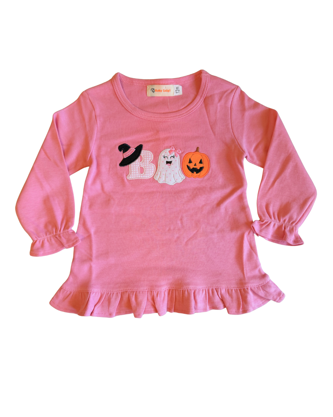 luigi Swing Top with Ruffles - Light Bubblegum BOO Applique