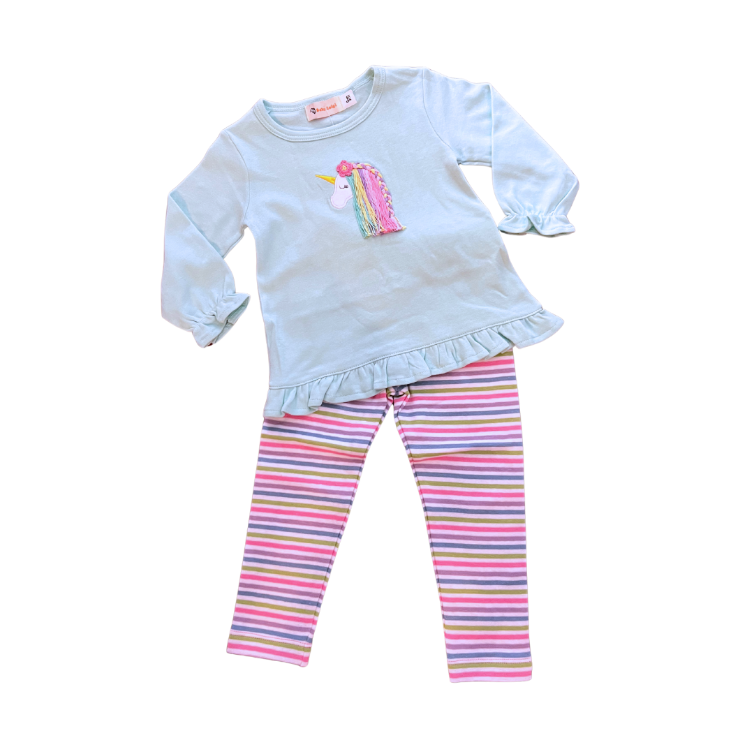 Ruffle Top Legging SET - Light Mint Unicorn