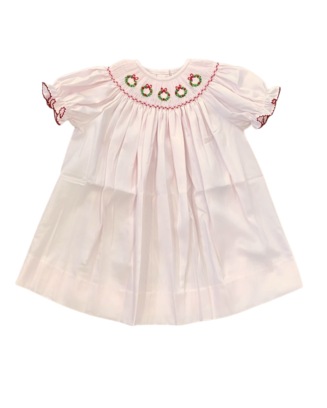 Emma Smocked Dress - Christmas Wreath Miss Lillie Children's Boutique Emma Smocked Dress - Christmas Wreath Miss Lillie Children's Boutique