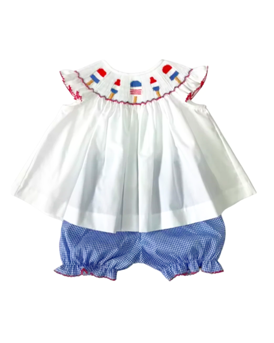 lulu bebe Emma Smocked Bloomer Set - Patriotic Popsicles july 4