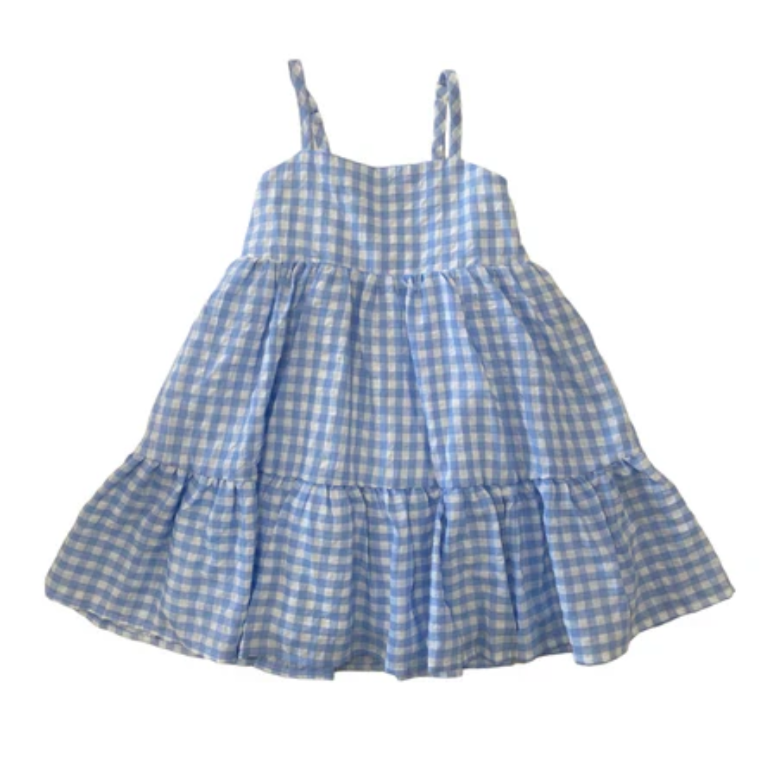 lulu bebe Mollie Spaghetti Strap Dress - Blue Check