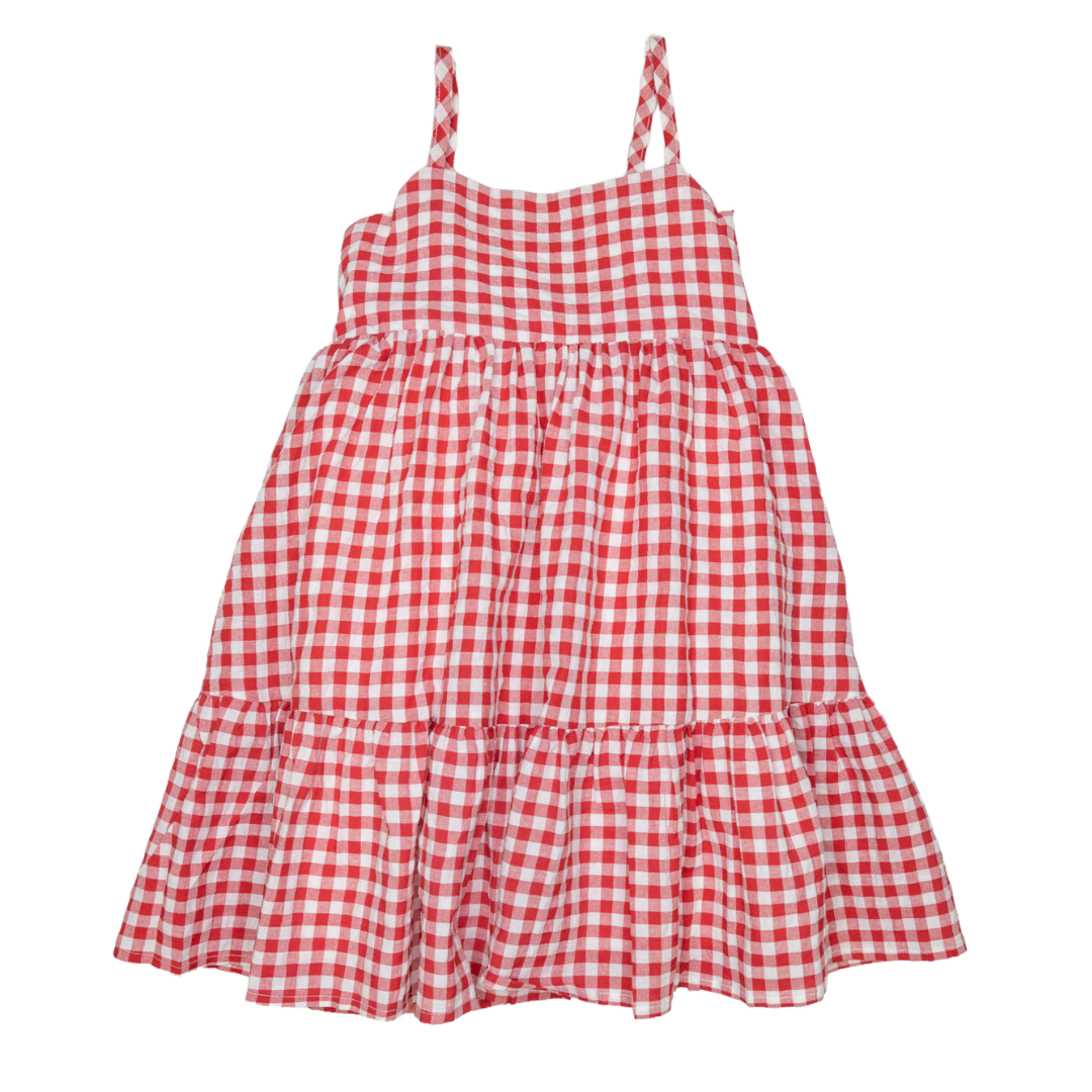 lulu bebe Mollie Spaghetti Strap Dress - Red Check