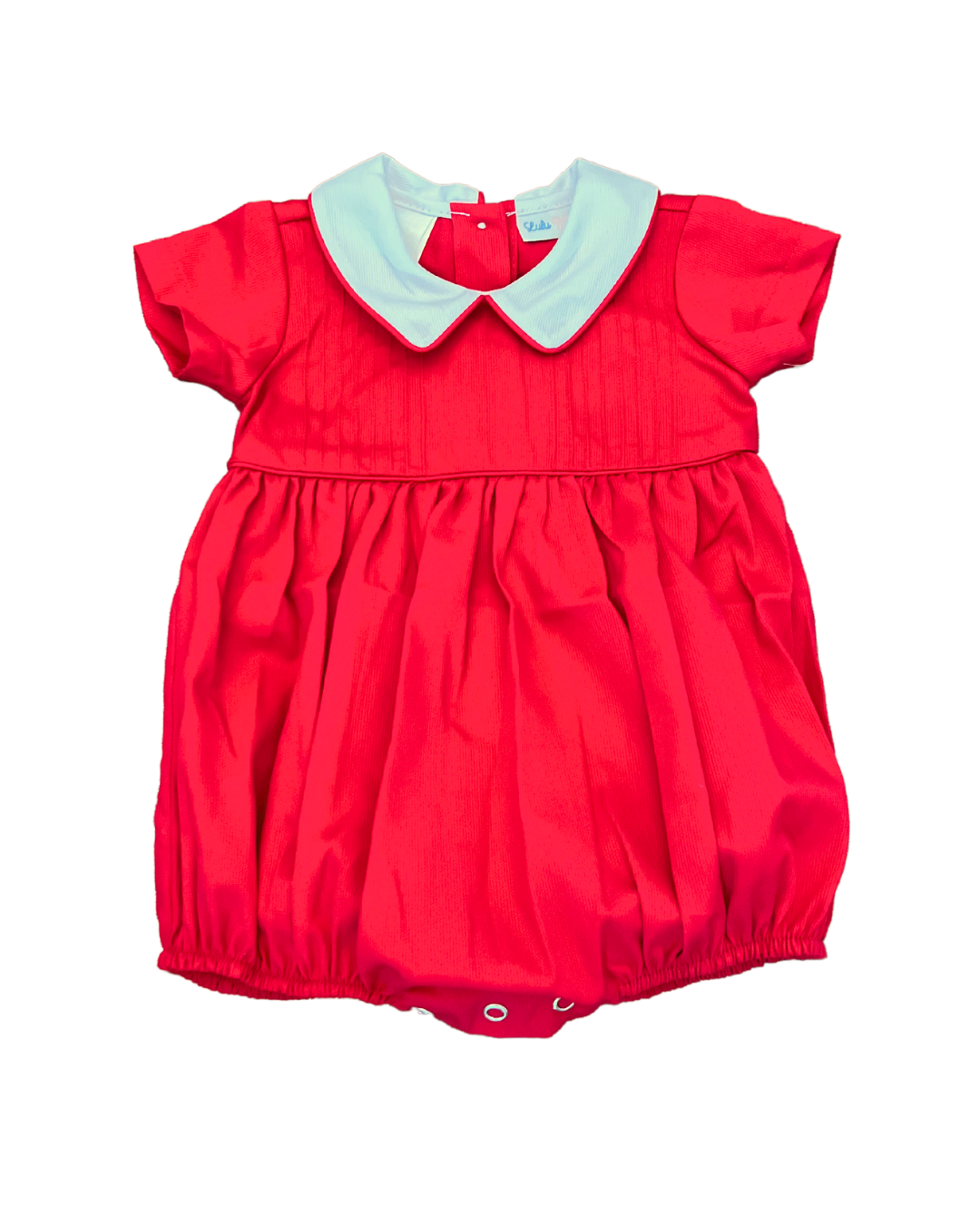 lulu bebe Noah Boy Bubble - Red with White Collar