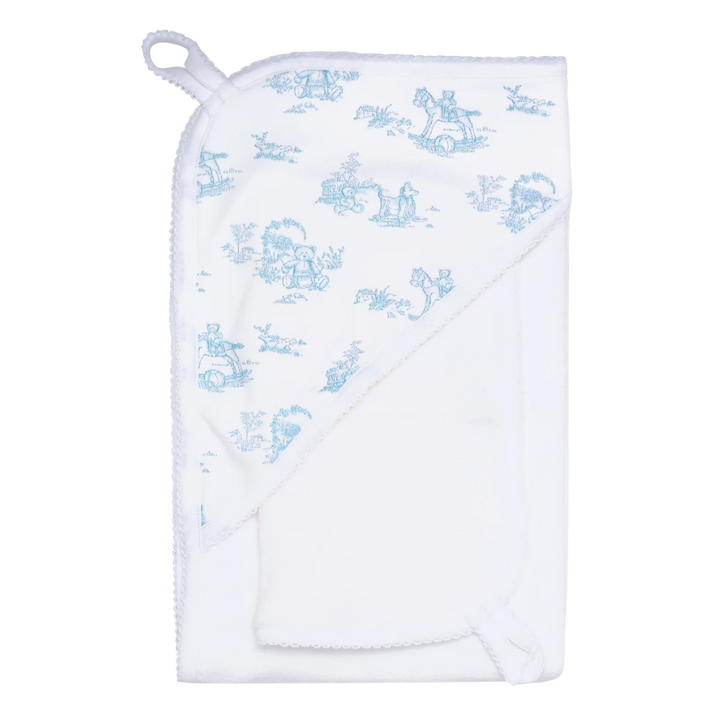 Hooded Towel Set - Blue Toile
