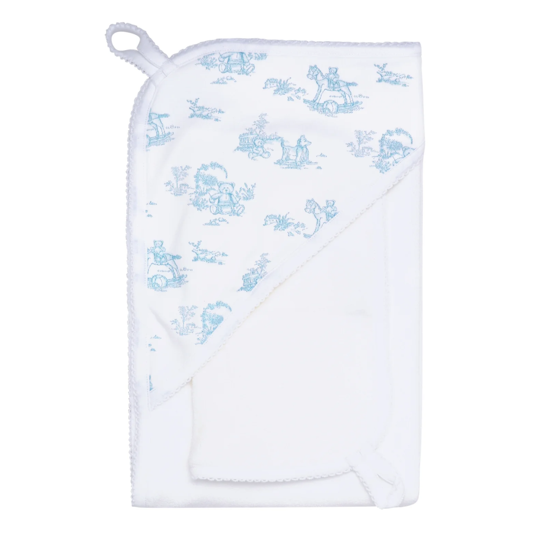 Hooded Towel Set - Blue Toile