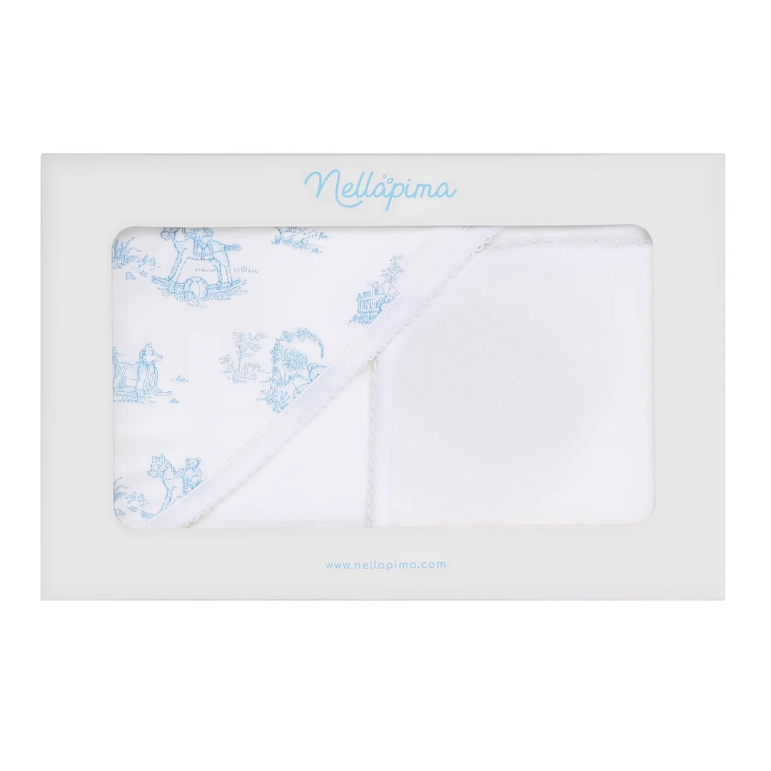 Hooded Towel Set - Blue Toile